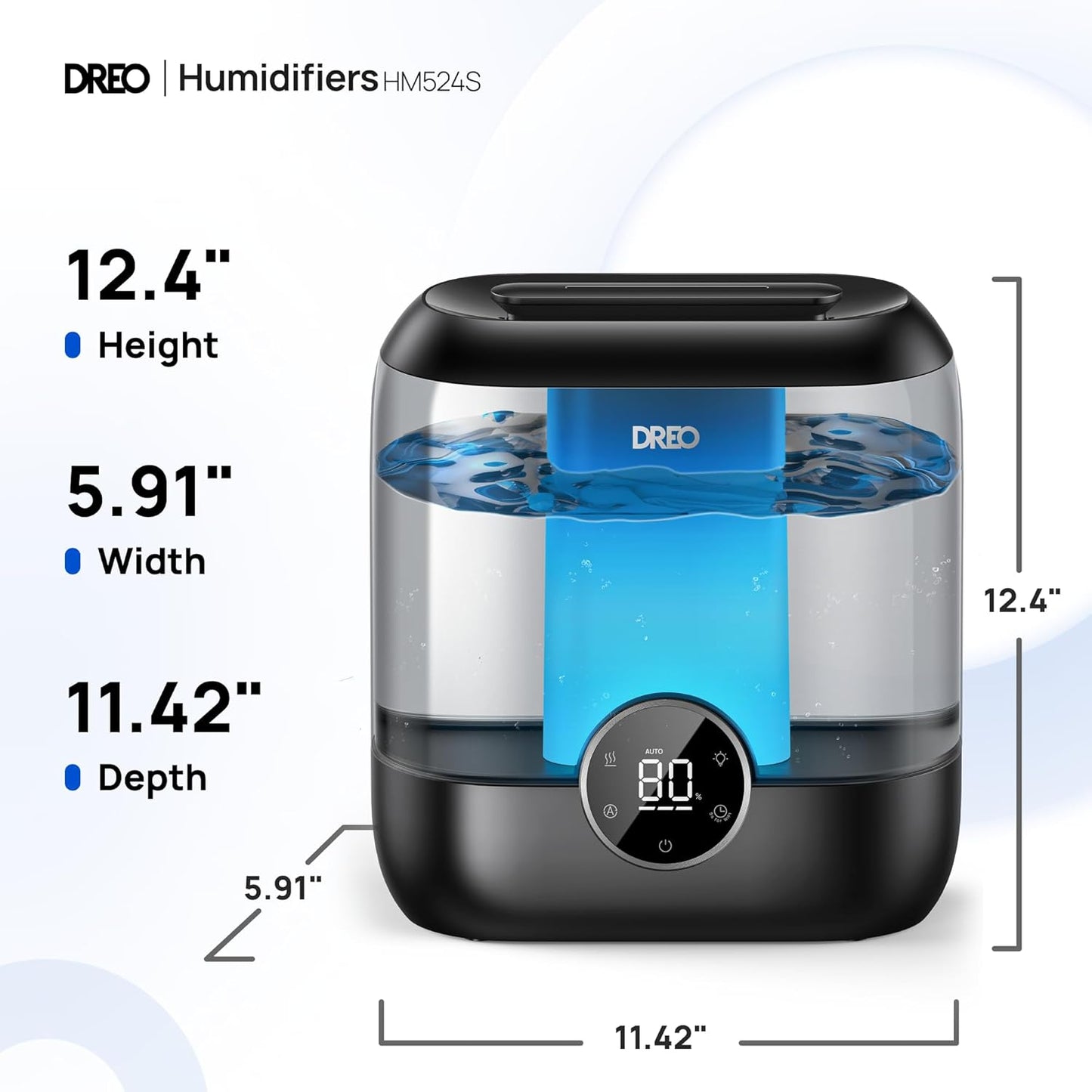 DREO Smart Humidifiers for Bedroom, 6L Top Fill Supersized Cool Mist Humidifier for Large Room, 60 Hour Runtime, Quiet Ultrasonic Humidifier for Plants, Indoor, Home, Night Light, Black