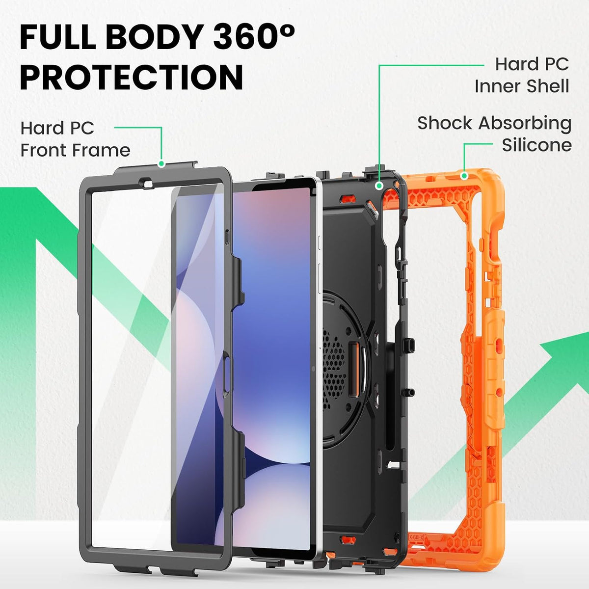 SEYMAC Case for Samsung Galaxy Tab S10+/S9 FE+/S9+ 12.4", Orange