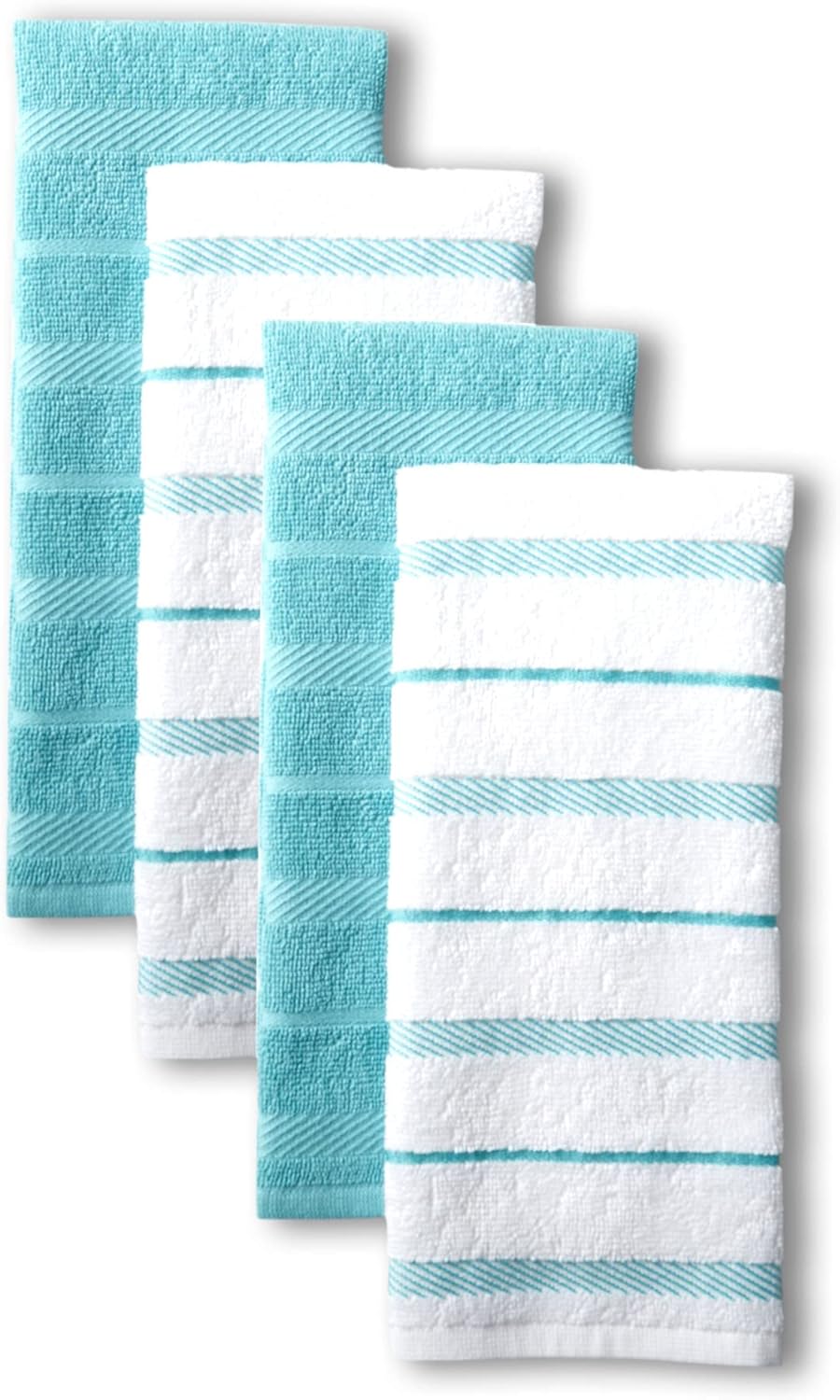 KitchenAid Albany Kitchen Towel 4-Pack Set, Milkshake Tan/White, 16"x26"