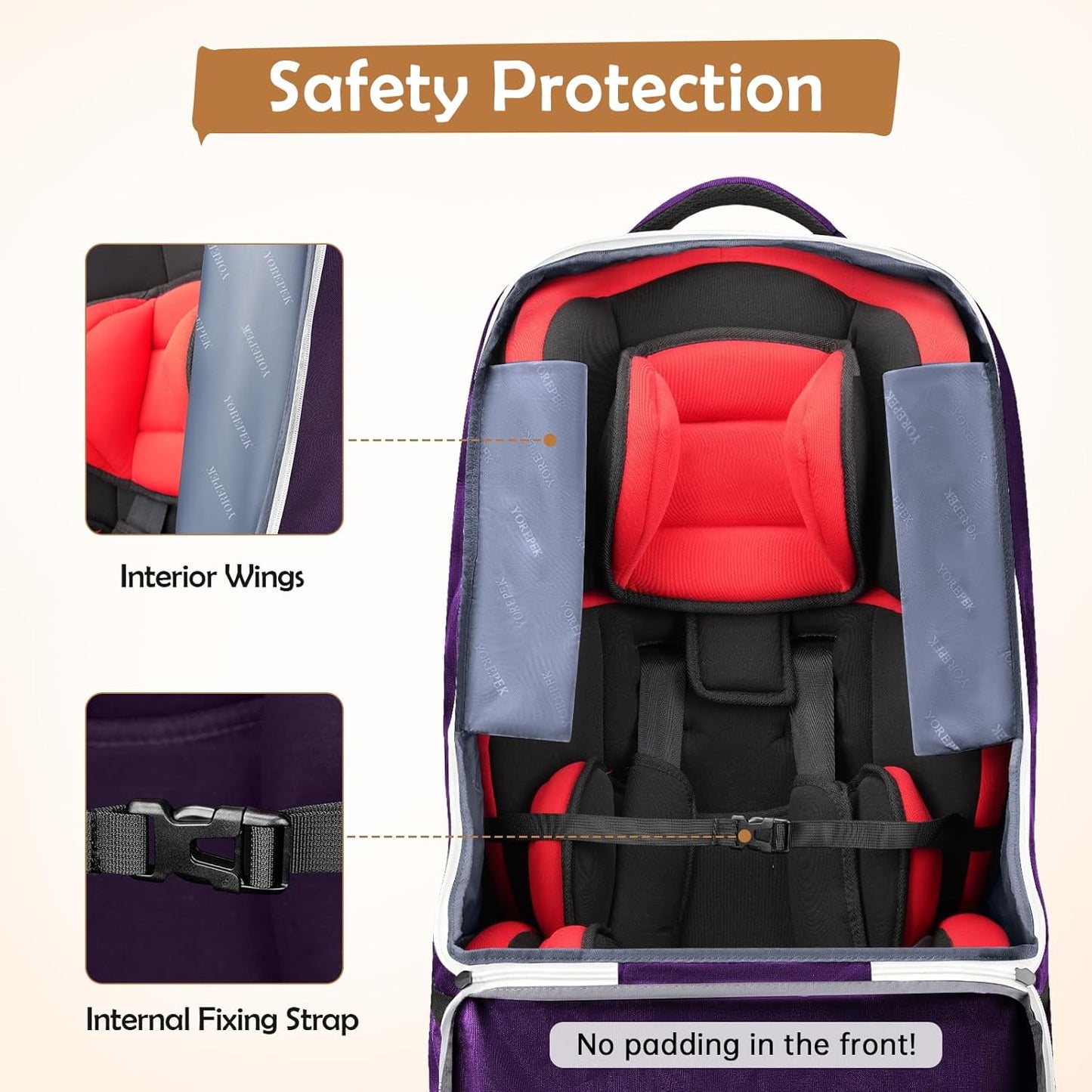 YOREPEK Padded Carseat Travel Bag for Airplane, Car Seat Travel Backpack with Shoulder Straps, Gate Check Car Seat Bags for Air Travel, Toddler Airplane Travel Essentials