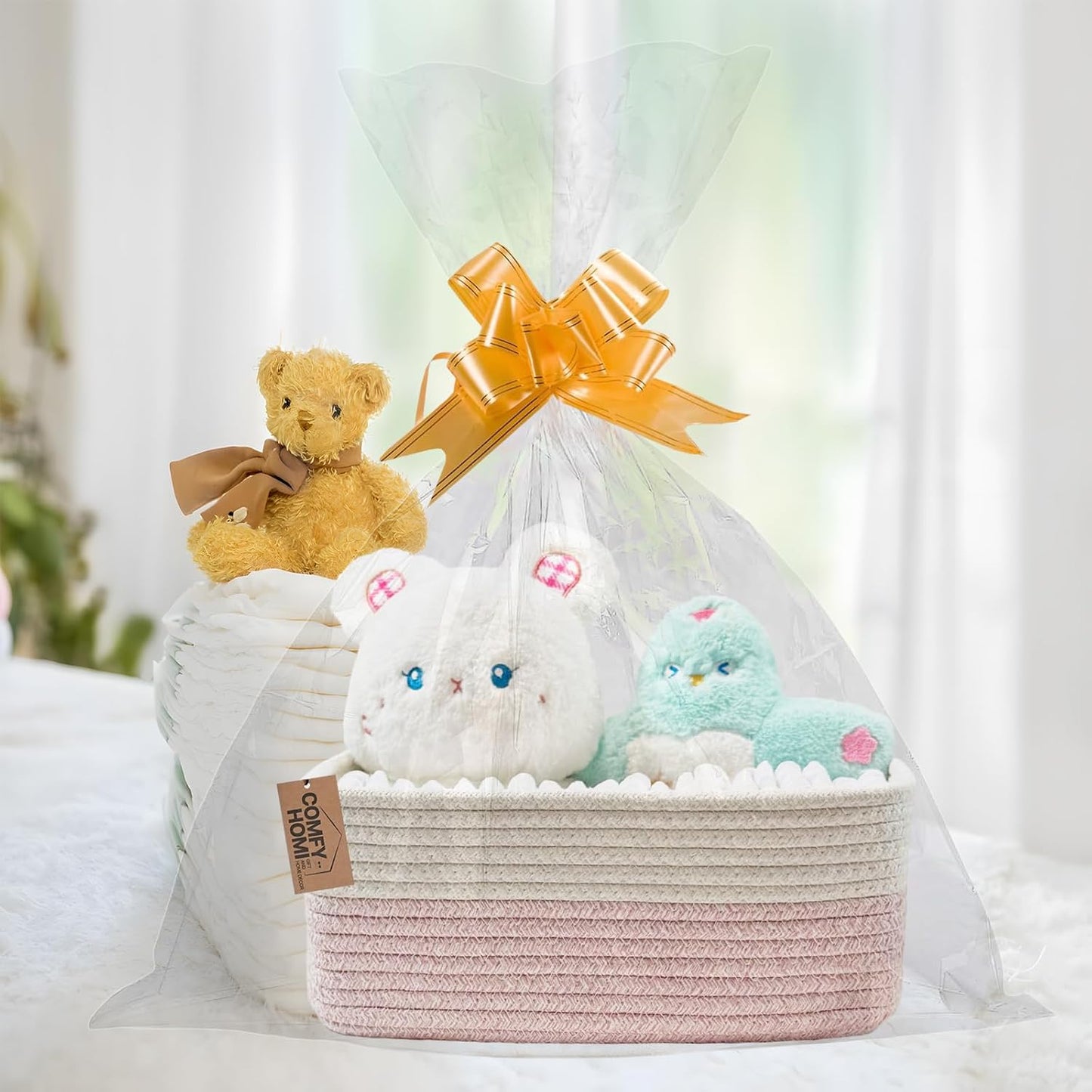 COMFY-HOMI 13" x 8.5" x 5.1" Storage Baskets for Organizing | Cotton Rope Woven Basket | Toy Storage Bin Box | Basket for Shelves, Closet Organizer Bin, Decorative Closet Shelf, 3 Pack