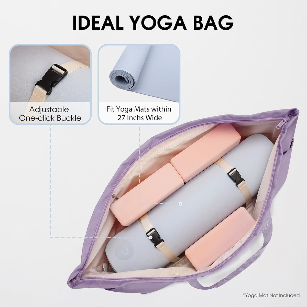sportsnew Large Yoga Mat Bag Trolley Sleeve Gym Carrier Shoe Bag Wet Pocket