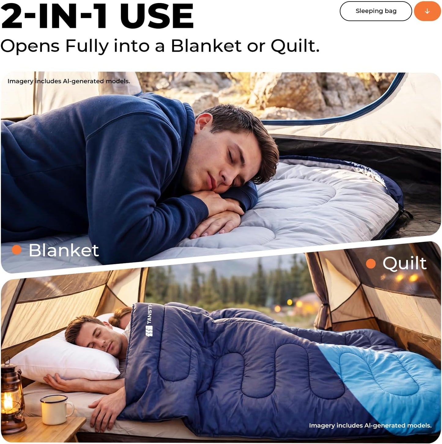 Sleeping Bag for Adults Warm Weather, Compact Lightweight Backpacking Sleeping Bag with Compression Sack, Camping Essentials Gear for Hiking Travel Climbing Outdoor & Indoor Use