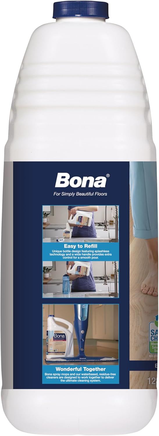 Bona Hardwood Floor Cleaner Refill - 128 fl oz - Unscented - Refill for Bona Spray Mops and Spray Bottles - Residue-Free Floor Cleaning Solution for Wood Floors