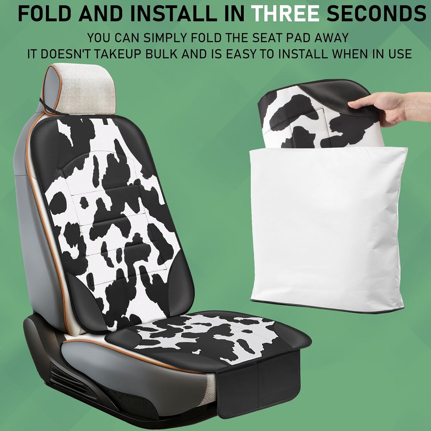 Siivton Car Seat Protector for Child Car Seat,Waterproof Car Seat Cover with Thick Padding, Non-Slip Backing, Protects Fabric & Leather Seats, 2 Mesh Storage Pockets(Cow Print)
