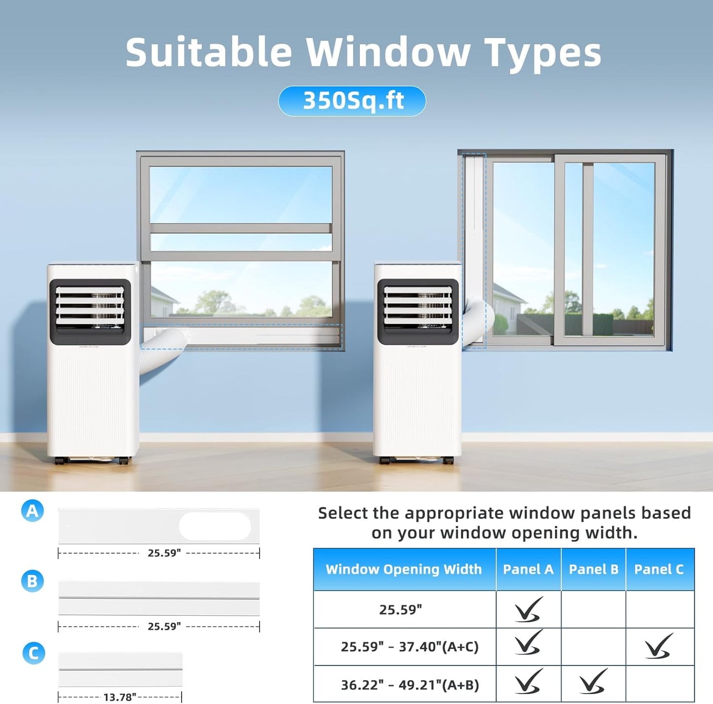 Antarctic Star 8000 BTU Portable Air Conditioner, 5-in-1 AC Unit with Cool, Dehumidifier, Fan, Sleep & Timer Modes, Auto Swing, Child Lock, Cools Up to 350 Sq.Ft, Air Conditioner for Bedroom Apartment