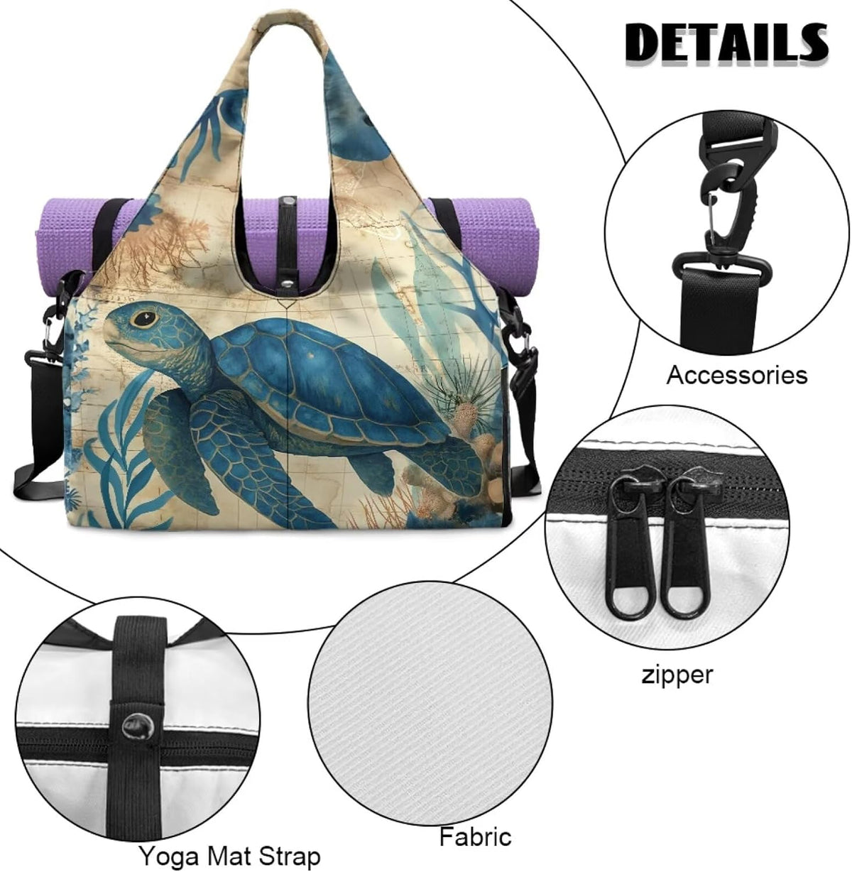 Yoga Mat Bag for Men Women Canvas Yoga Mat Carrier Take In Out Mat Easily for Beach Swim Bags Pool Sports Gym
