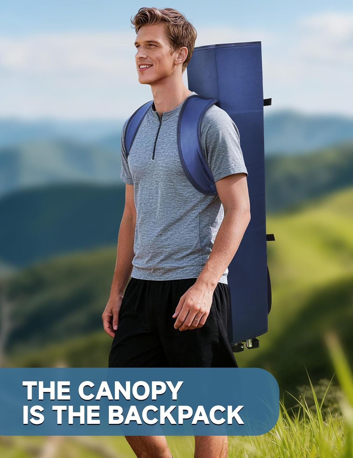 East Oak Camping Chair with Canopy | 25" High Back Folding Beach Chair with Canopy Shade, Supportive Headrest, Cup Holder, Side Pocket, 330 lbs Canopy Chairs for Outdoors Sports