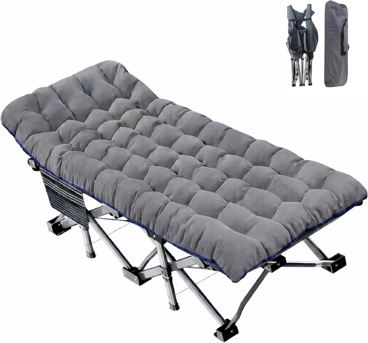 ABORON XXL Camping Cot for Adults, Oversized 78"×32" Folding Camping Bed, 900LBS Heavy Duty Outdoor Sleeping Cot with Mattress Pad, 1200D Oxford, Portable with Carry Bag