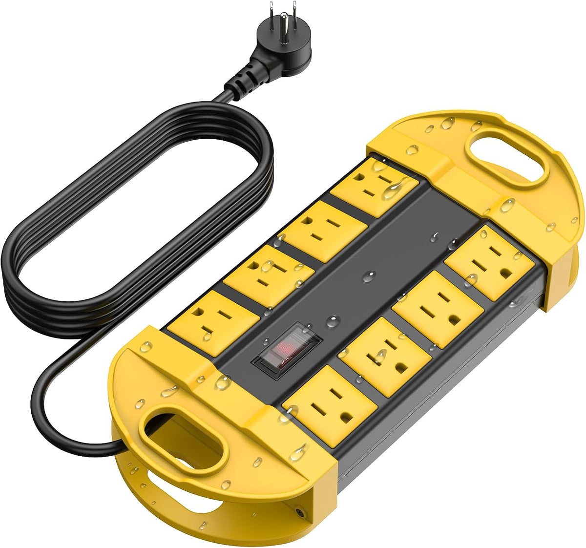 CCCEI Outdoor Power Strip Weatherproof with 8 Plug, Waterproof Extension Cord with Multiple Outlets, Christmas Exterior Garden Yard Surge Protector 15FT.