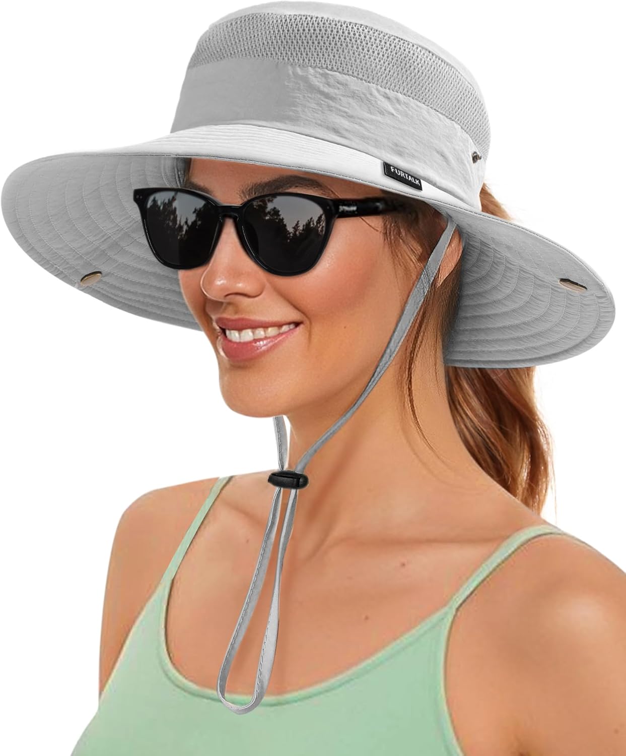 FURTALK Sun Hats for Women with Ponytail Hole Beach Hiking Summer Wide Brim Outdoor UV Protection Packable Bucket Safari Hat