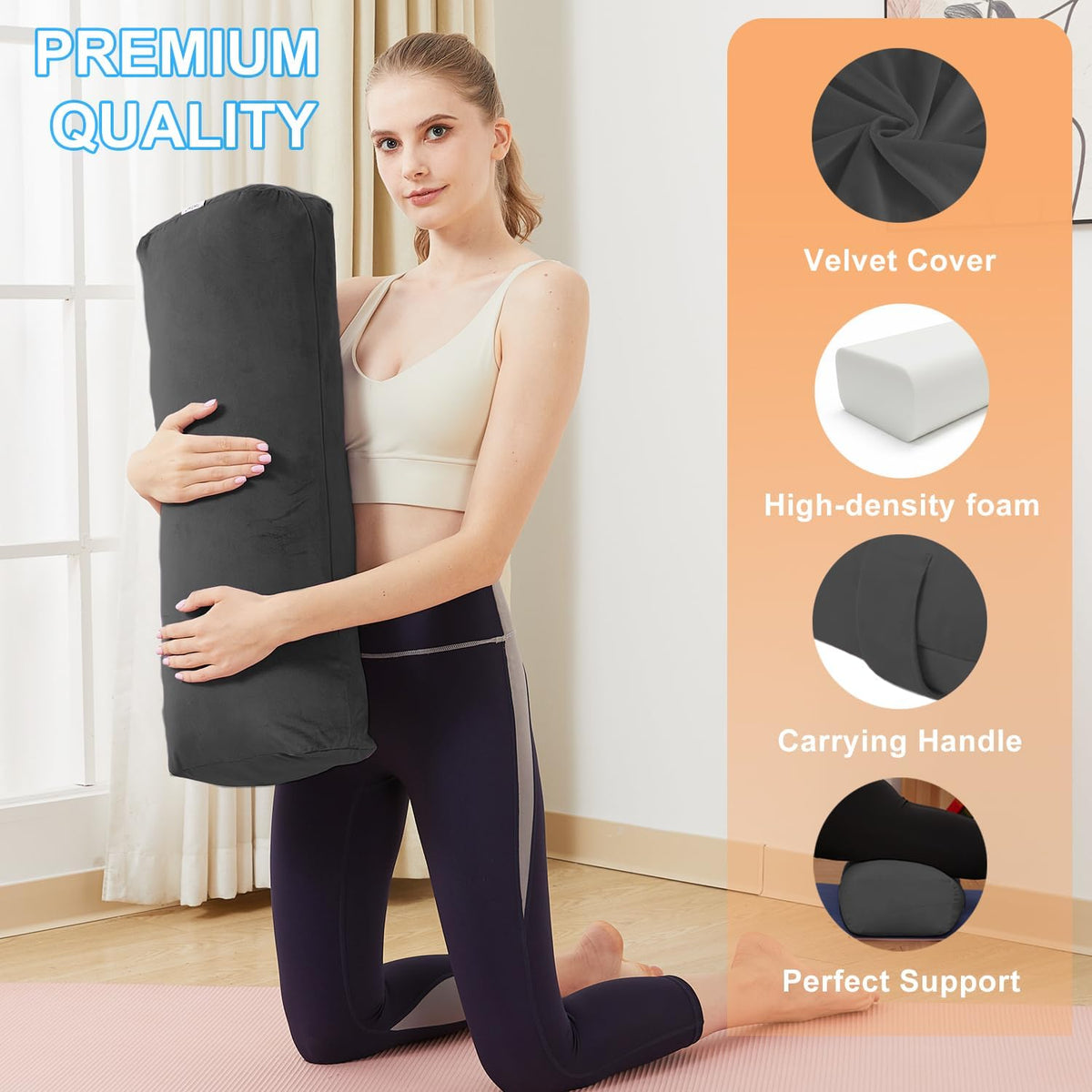 Rectangular Yoga Bolster Pillow for Restorative Yoga