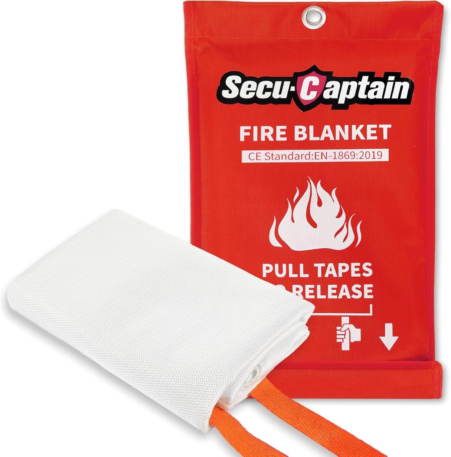 SecuCaptain Emergency Fire Blanket for Home and Kitchen - 2 Pack 40"x40" Flame Suppression Fiberglass Fire Blankets for House Camping Car Office Warehouse Emergency Survival Safety