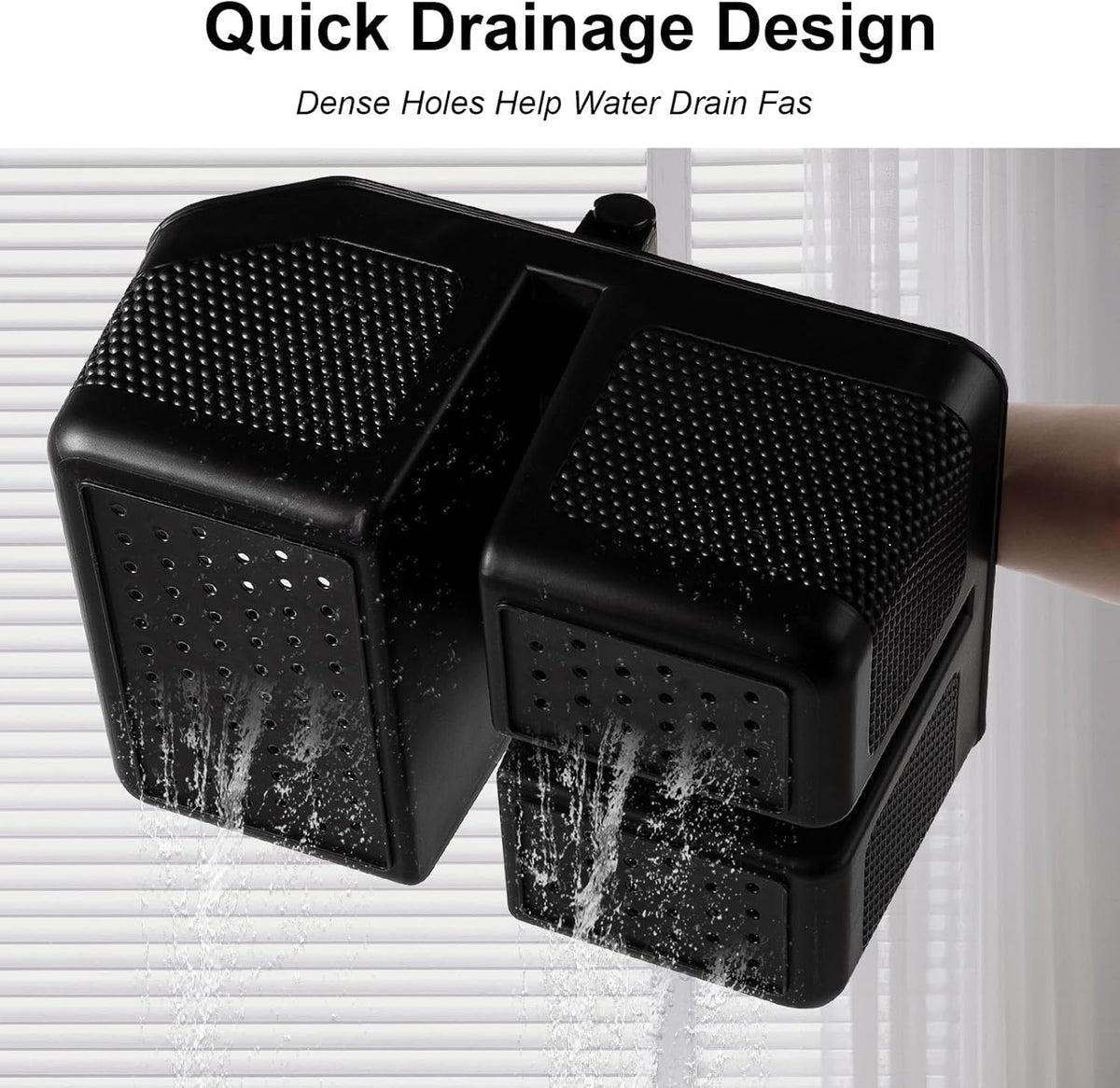 rejomiik Shower Caddy Portable with Bamboo Handle, Plastic Basket Cleaning Caddy Organizer Storage Tote for Bathroom, College, Dorm Room Essentials, Black