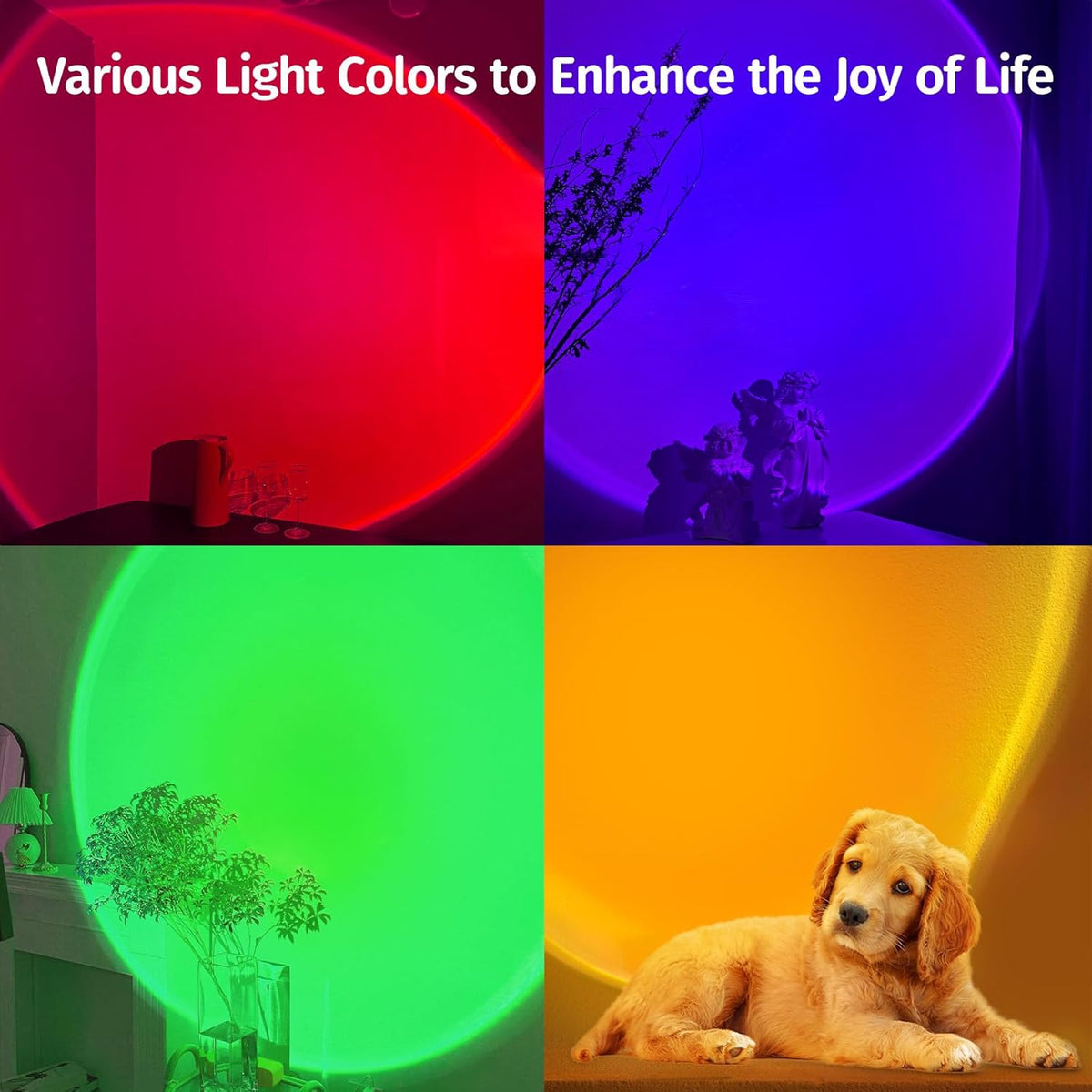 Neroupe Sunset Lamp Projector with APP & Button Control, 360 Degree Rotation Multiple Colors Changing LED Lamp Night Light, Sunset Light for Bedroom Decor/Party/Tiktok Live/Room Decor