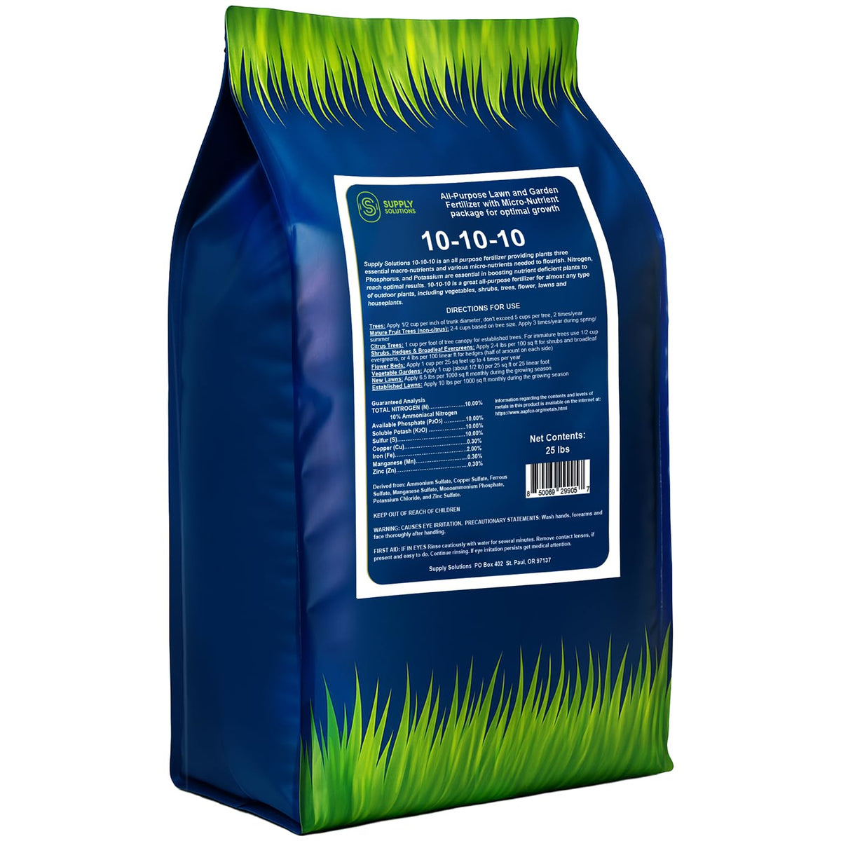 Supply Solutions 10-10-10 Complete Lawn & Garden Granular Fertilizer with Micronutrients – Balanced NPK Plant Food for Soil Health, Blooms & Roots – Safe for Vegetables, Fruits, Lawns (25 Pounds)