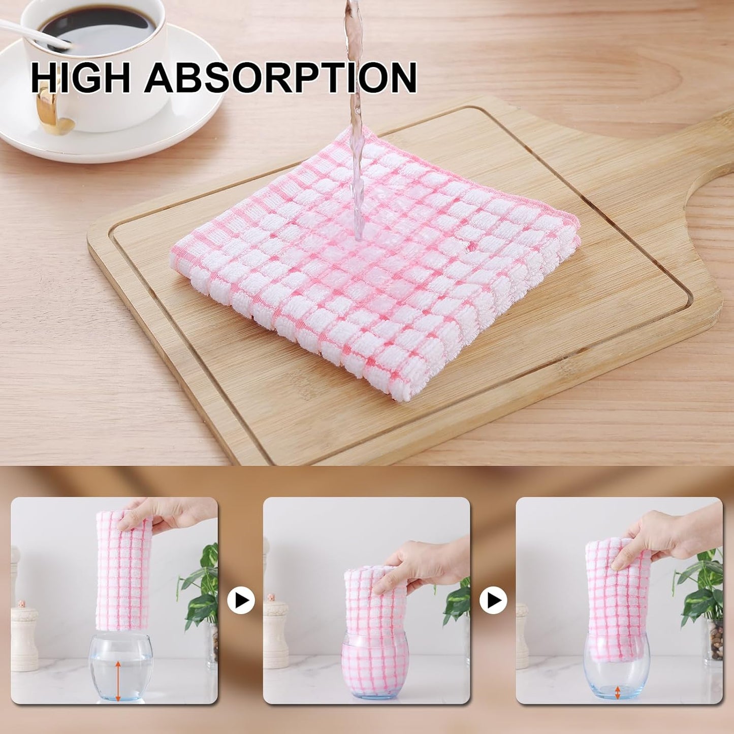 Kitinjoy Cotton 8 Pack Terry Kitchen Dish Cloths, 12 x 12 Inches Super Soft and Absorbent Dish Rags, Quick Drying Dish Towels for Washing Dishes, Mix Color