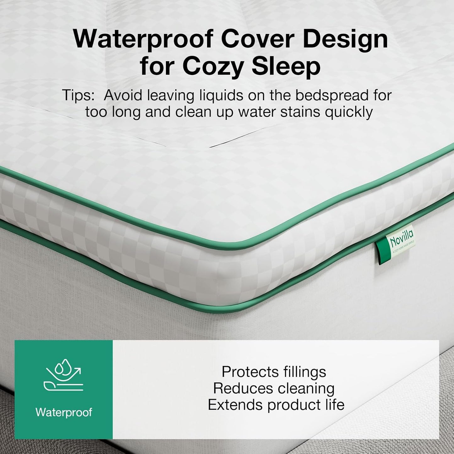 Novilla Twin Mattress Topper, Extra Thick Pillow Top Mattress Pad, Down Alternative Fill Breathable Cover, 8-21" Deep Pocket Soft Bed Topper for Back Pain Relief