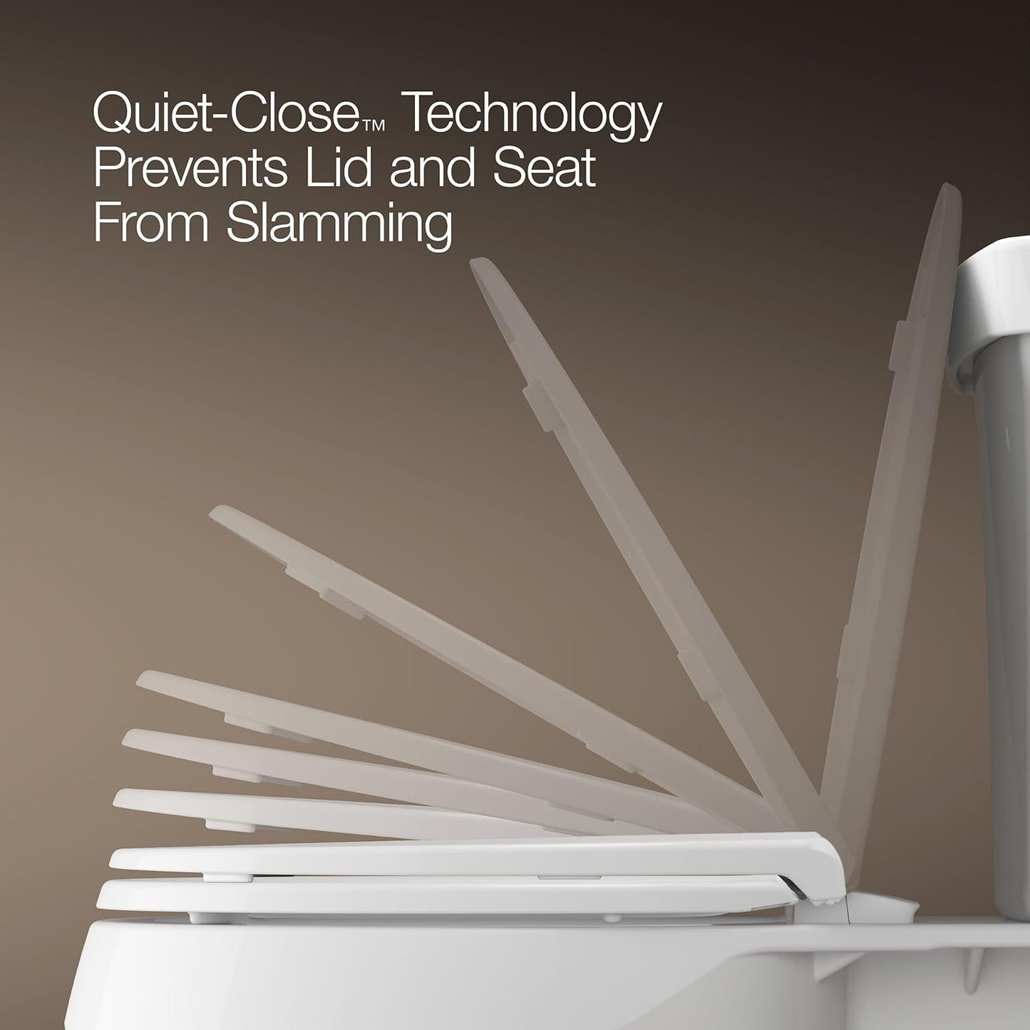KOHLER Stonewood Quiet-Close, Elongated Toilet Seat Soft Close, Durable Wood, Easy Installation, Universal Fit, Home Essentials, White Finish, K-20466-0