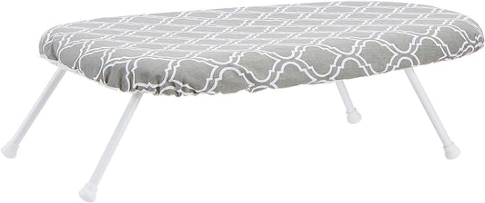 Amazon Basics Foldable Compact Tabletop Ironing Board with Folding Legs, Heat Resistant Portable, Lightweight, Non-Slip, Easy Storage, Trellis Removable Cover, 23.6"L x 7.1"W x 14.3"H, Chevron