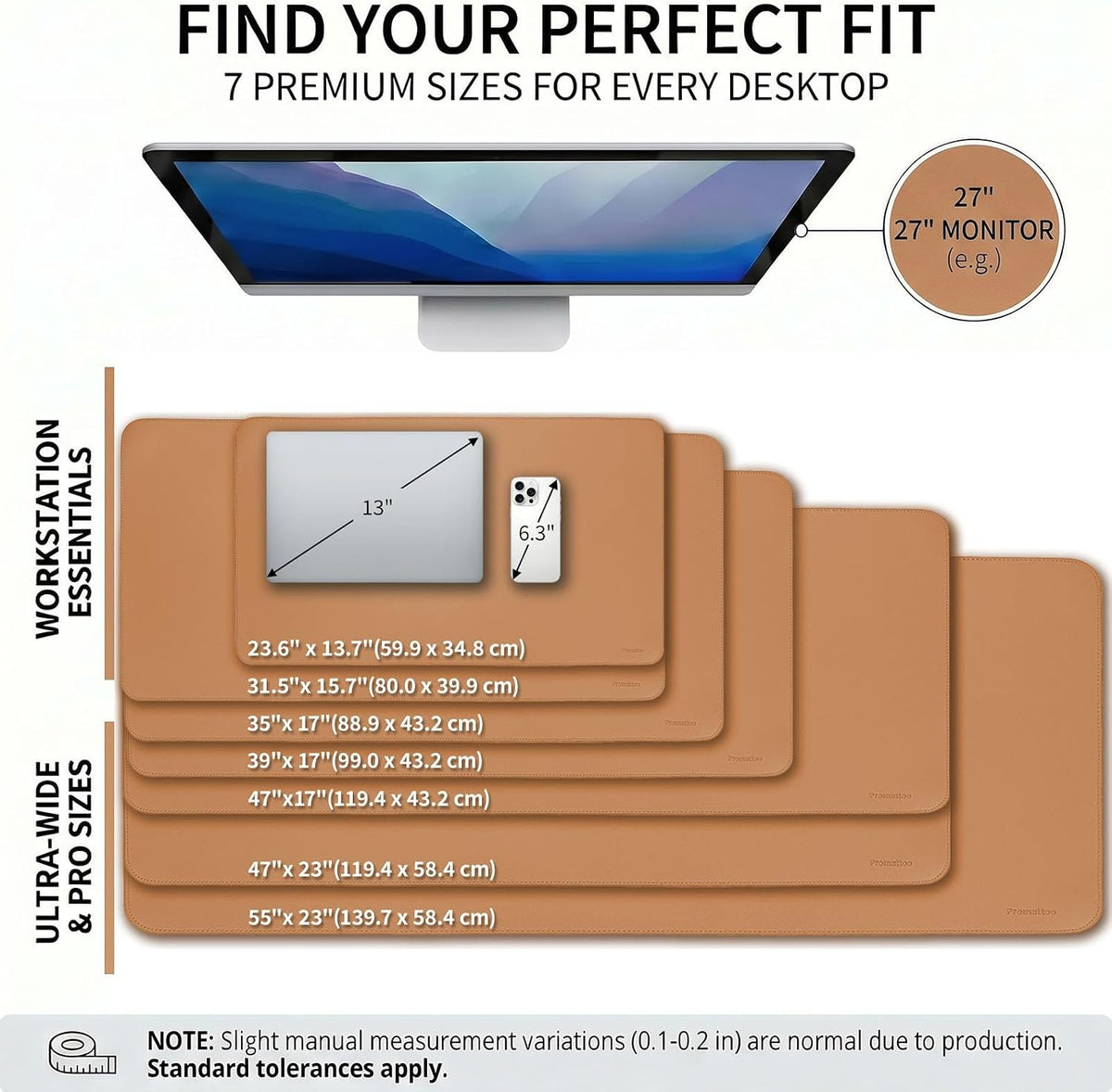 Large Desk Pad Non-Slip Desk Mat Protector for Keyboard Mouse Waterproof Vegan Leather Surface Faux Leather Laptop Mat Smooth Mouse Pad Premium Gift Tube Caramel Brown 55" x 23"