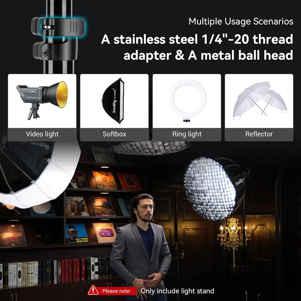 SMALLRIG RA-S200 Photography Light Stand, 6.6ft Aluminum Lighting Tripod