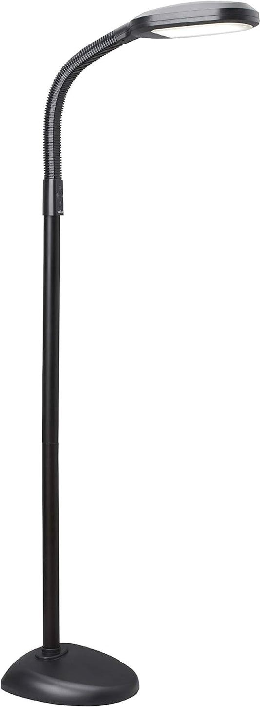Verilux SmartLight Full Spectrum LED Modern Floor Lamp with Adjustable Brightness, Flexible Gooseneck and Easy Controls - Reduces Eye Strain and Fatigue - Ideal for Reading, Artists, Craft (Black)