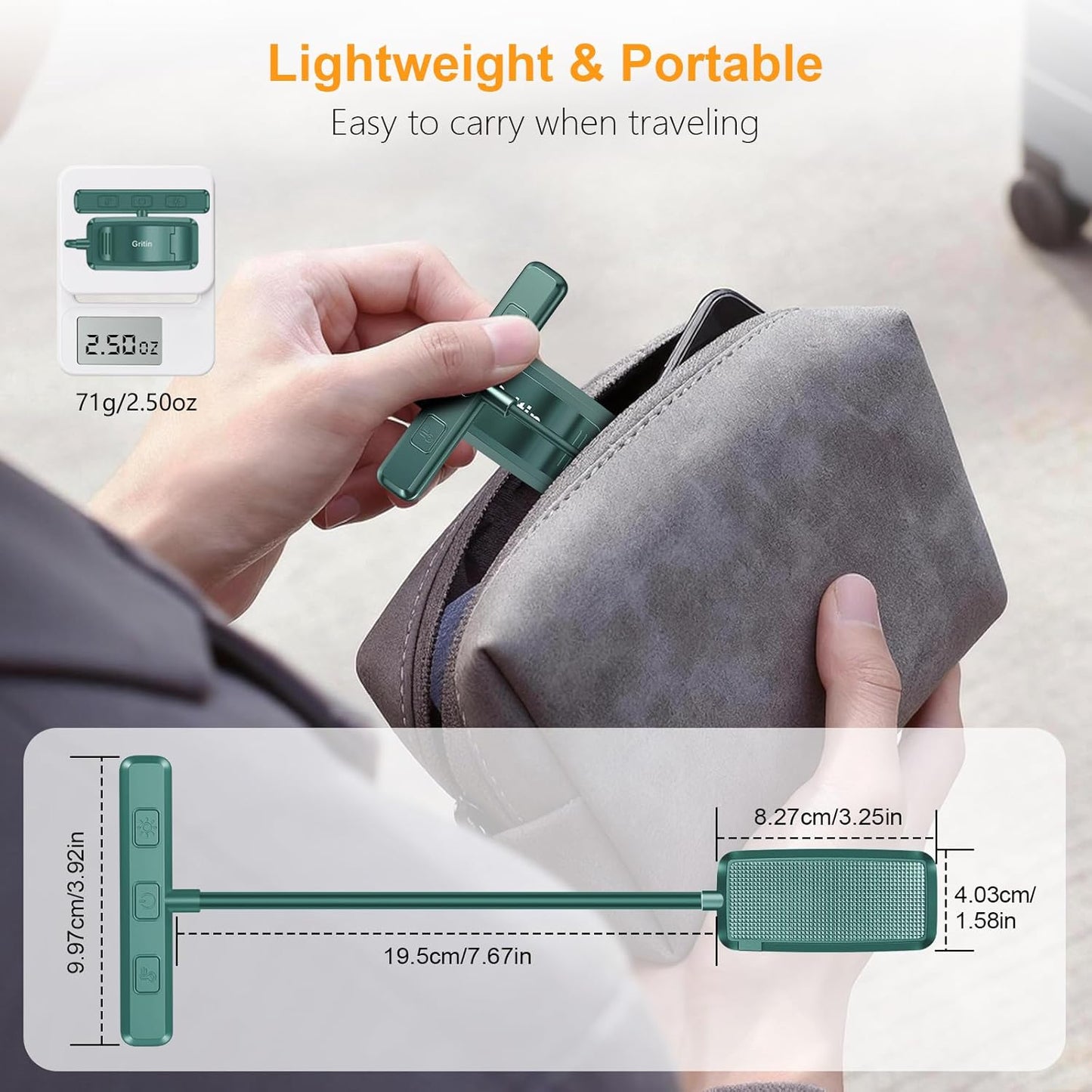 Gritin 19 LED Rechargeable Book Light for Reading in Bed with Memory Function- Eye Caring 3 Color Temperatures,Stepless Dimming Brightness,90 Hrs Runtime Clip on Light for Book Lovers-Blackish Green