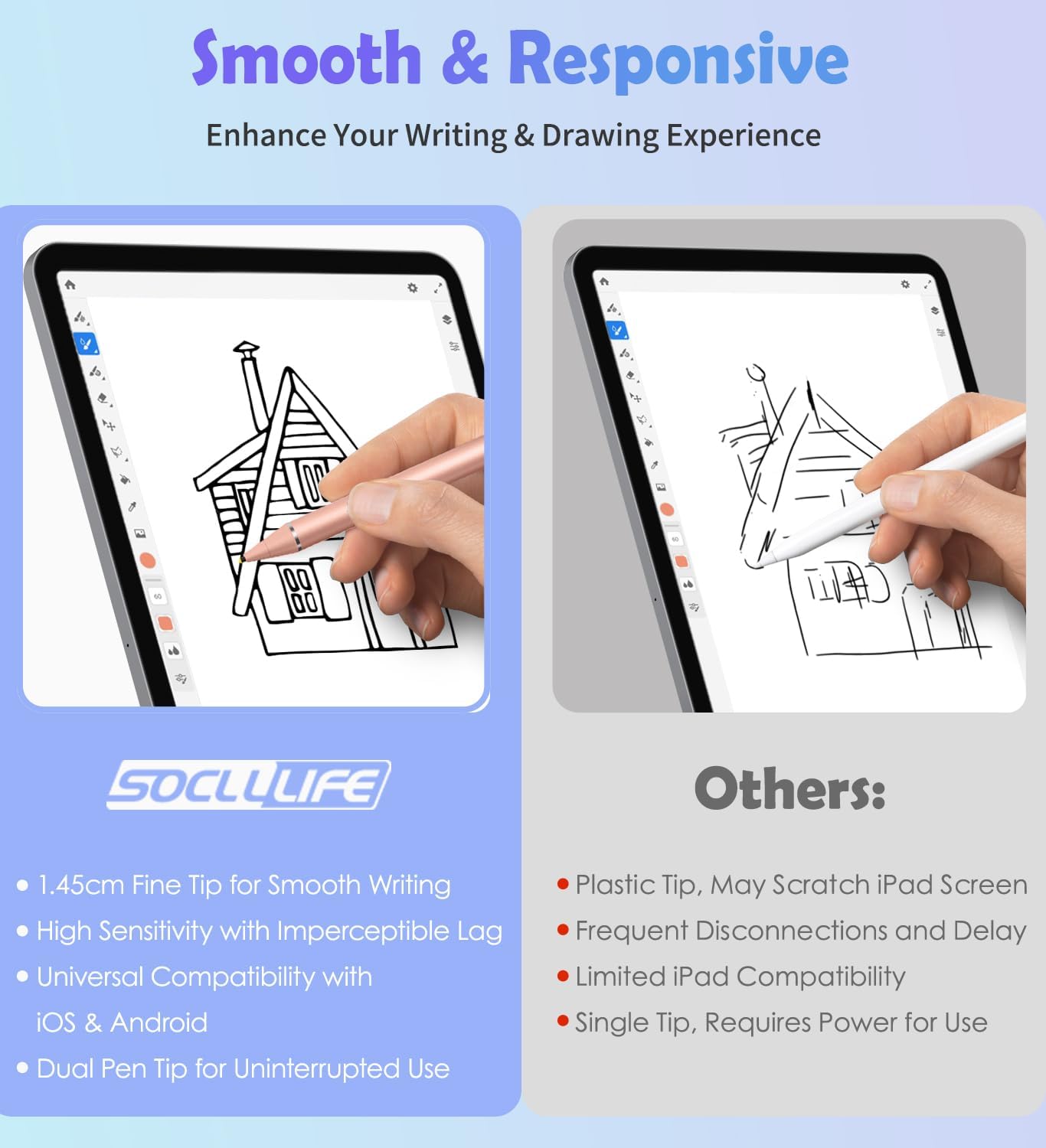 Active Stylus Pen for Touch Screens, Dual Pen Tips for Drawing & Writing, High-Precision Universal Digital Pencil for A-pple i-Phone 17/16/15/14/13/12, Tablet, Phone, Sam-Sung, K-indle, i-Pad, Orange