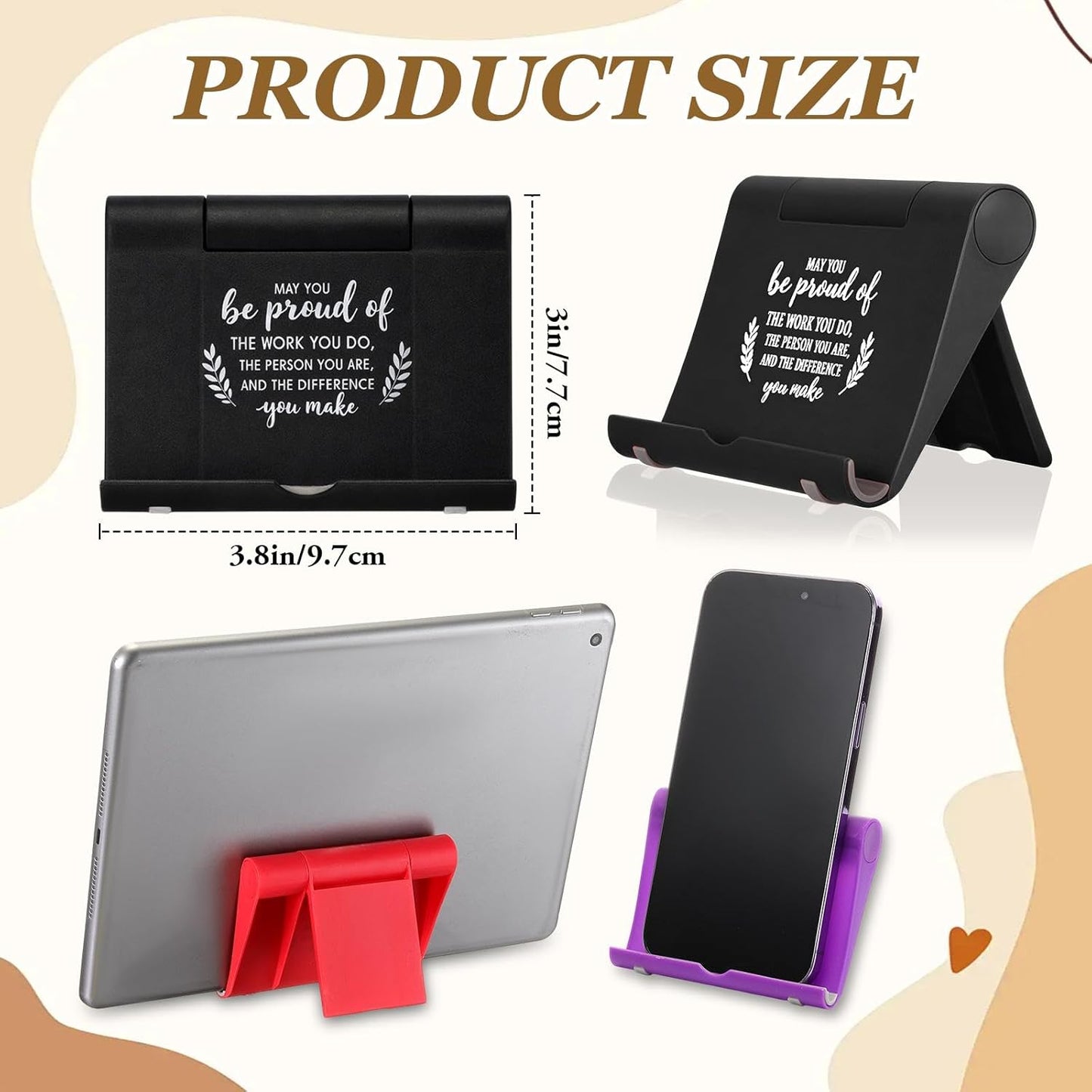 Qunclay 24 Pcs Employee Appreciation Gift Bulk Desktop Cell Phone Stand Holder for Desk Motivational Tablet Stand Thank You Gift for Team Office Coworkers Staff Nurse Week Teachers (Multicolor)