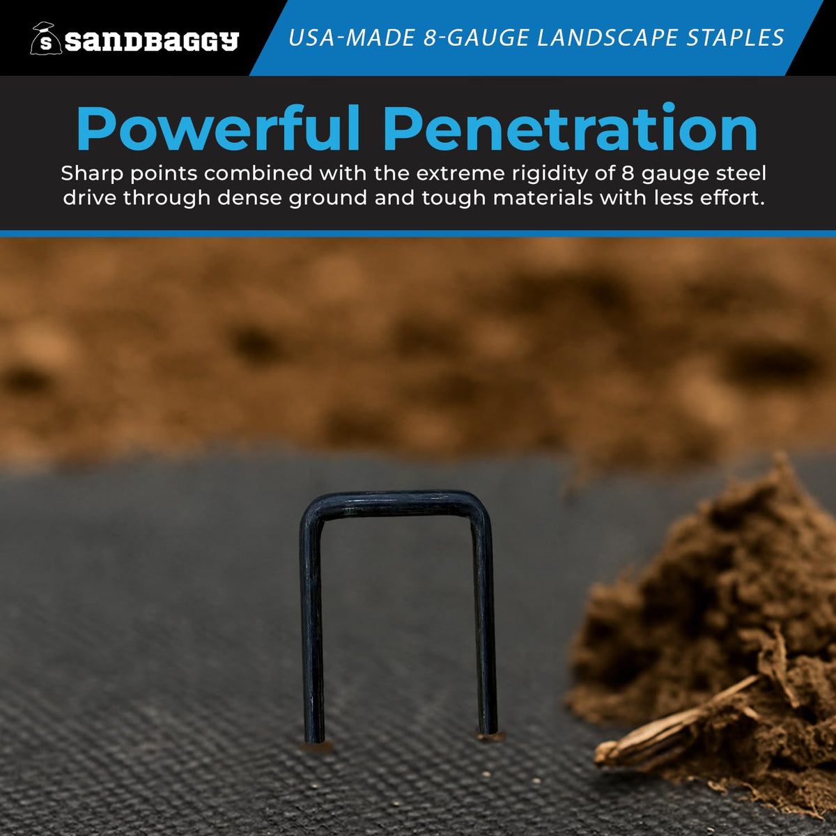 Sandbaggy USA Made 6-inch Landscape Staples - Garden Stakes - Landscaping Fabric, Netting, Sod, Artificial Turf (Extra Heavy Duty, 500)