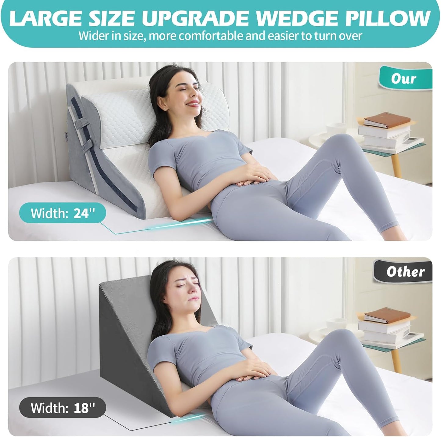 Wedge Pillow for Sleeping, Orthopedic Bed Wedge Pillow Set, 15-in-1 Adjustable Memory Foam Wedge Pillow Post Surgery, 9 &16 & 20 inch Height 3-in-1 Incline Pillows Wedges for Acid Reflux/Snoring