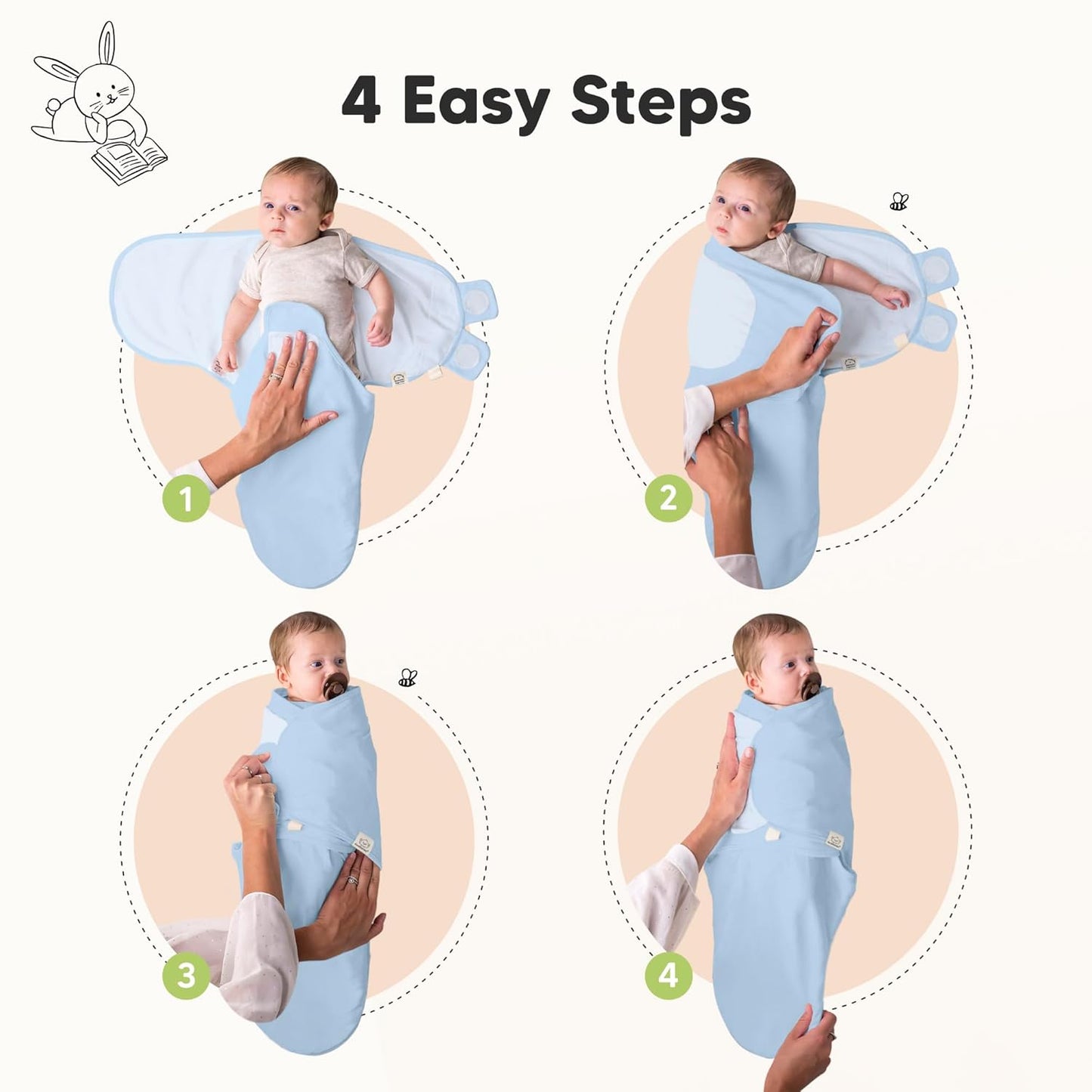 3-Pack Organic Baby Swaddle Sleep Sacks - Swaddles for Newborns, Infant 0-3 Months, Baby Girls, Boys, Soft & Snug Newborn Sleep Sack, Nursery Swaddling Blankets (ABC Land Cloud, OS)