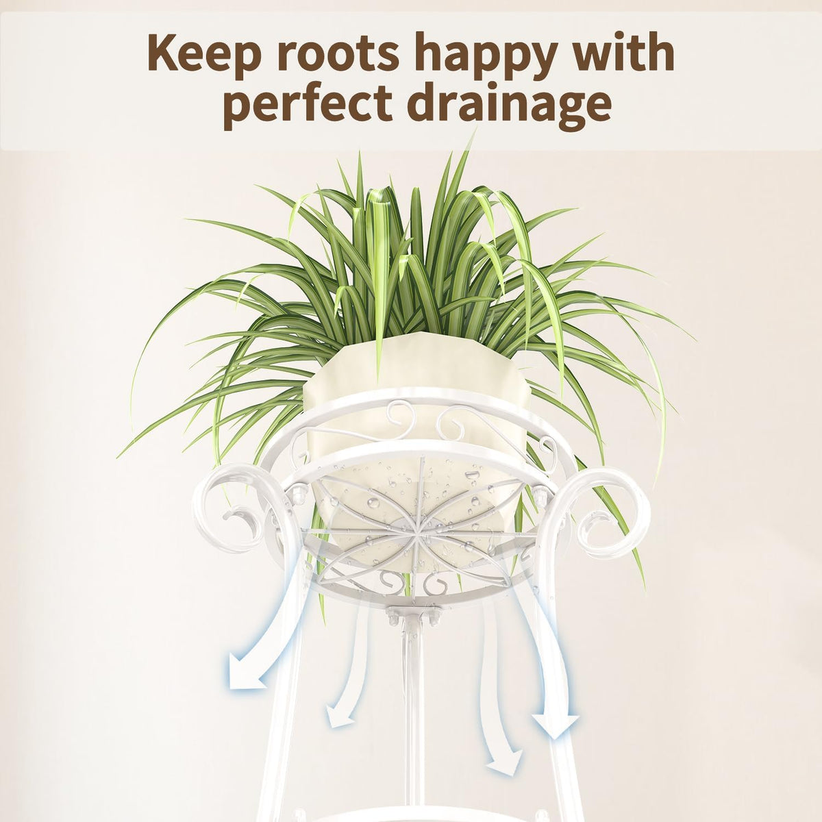 LASZOLA 3 Tiers Metal Corner Plant Flower Stand Tall Indoor Outdoor, White