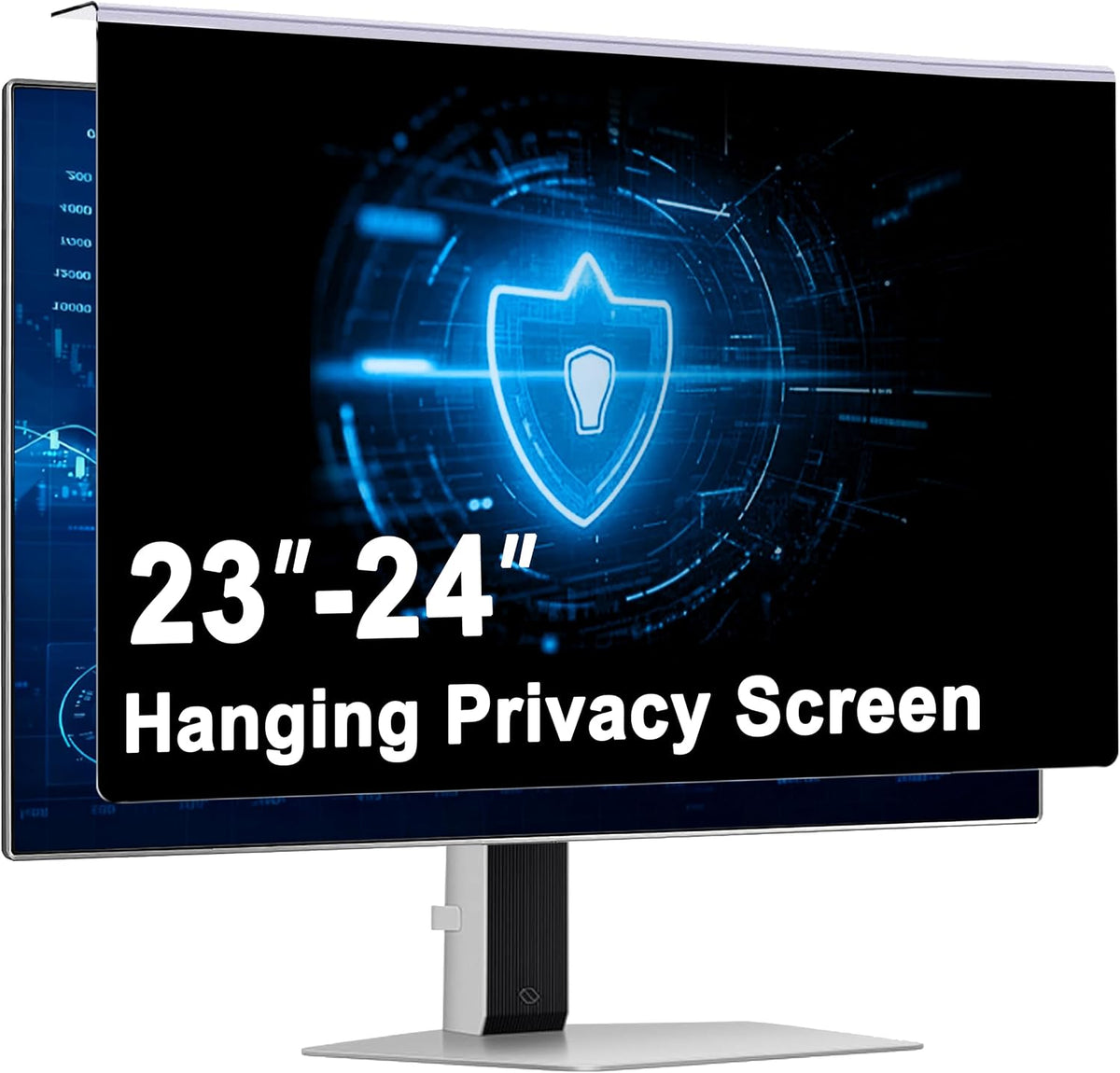 24 Inch Privacy Screen for Monitor, Hanging Anti Spy Screen Filter for 23.6 to 24 Inch 16:9 Widescreen Monitor, Removable Blue Light Reduction Protector for Office