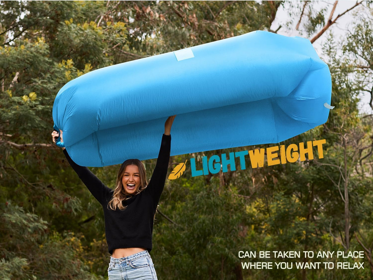 WEKAPO Inflatable Couch Air Lounger Chair - Camping & Beach Accessories, Portable Blow up Sofa for Hiking, Lawn, Indoor/Outdoor Movies & Music Festivals. Lightweight and Easy to Set Up Air Hammock