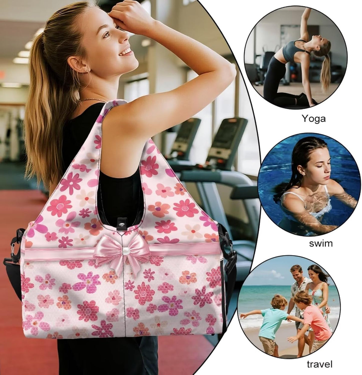 Yoga Mat Bag for Men Women Canvas Yoga Mat Carrier Take In Out Mat Easily for Beach Swim Bags Pool Sports Gym