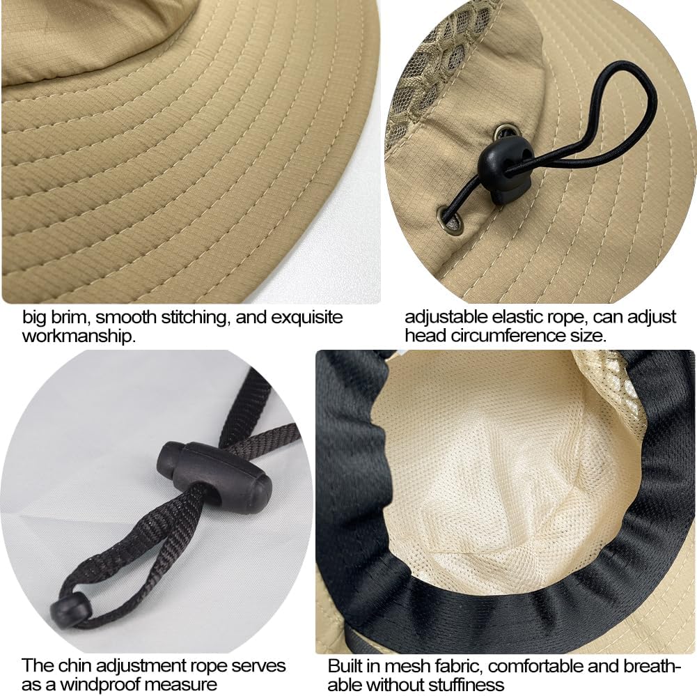 Sireck Fishing Hat, UPF50+ Wide Brim Sun Hat for Men Women, UV Protection Hiking Beach Bucket Hats Summer Safari Hat
