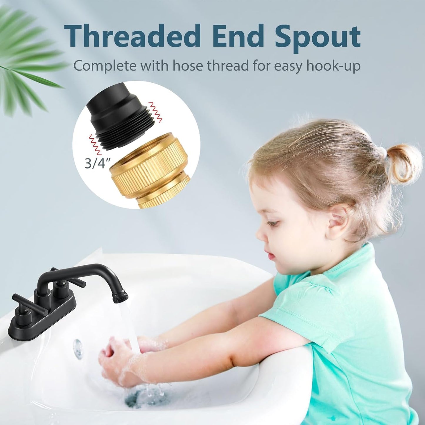 Aolemi Utility Sink Faucet 4 Inch Centerset, Laundry Sink Faucets with Swivel Spout and 3/4" NPT Threaded End, Dual Handle Faucet for Laundry or Utility Room, Matte Black