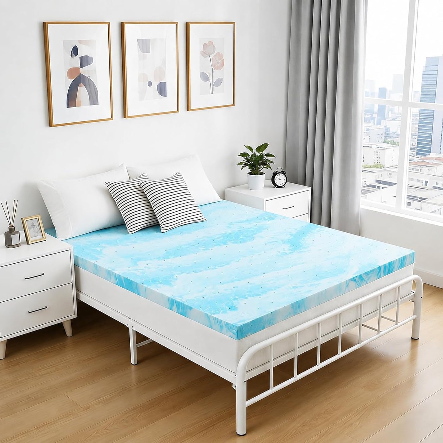 IULULU Twin Size Mattress Topper, 2 Inch Gel Memory Foam Topper, Light Comfort Upgrade, CertiPUR-US Certified