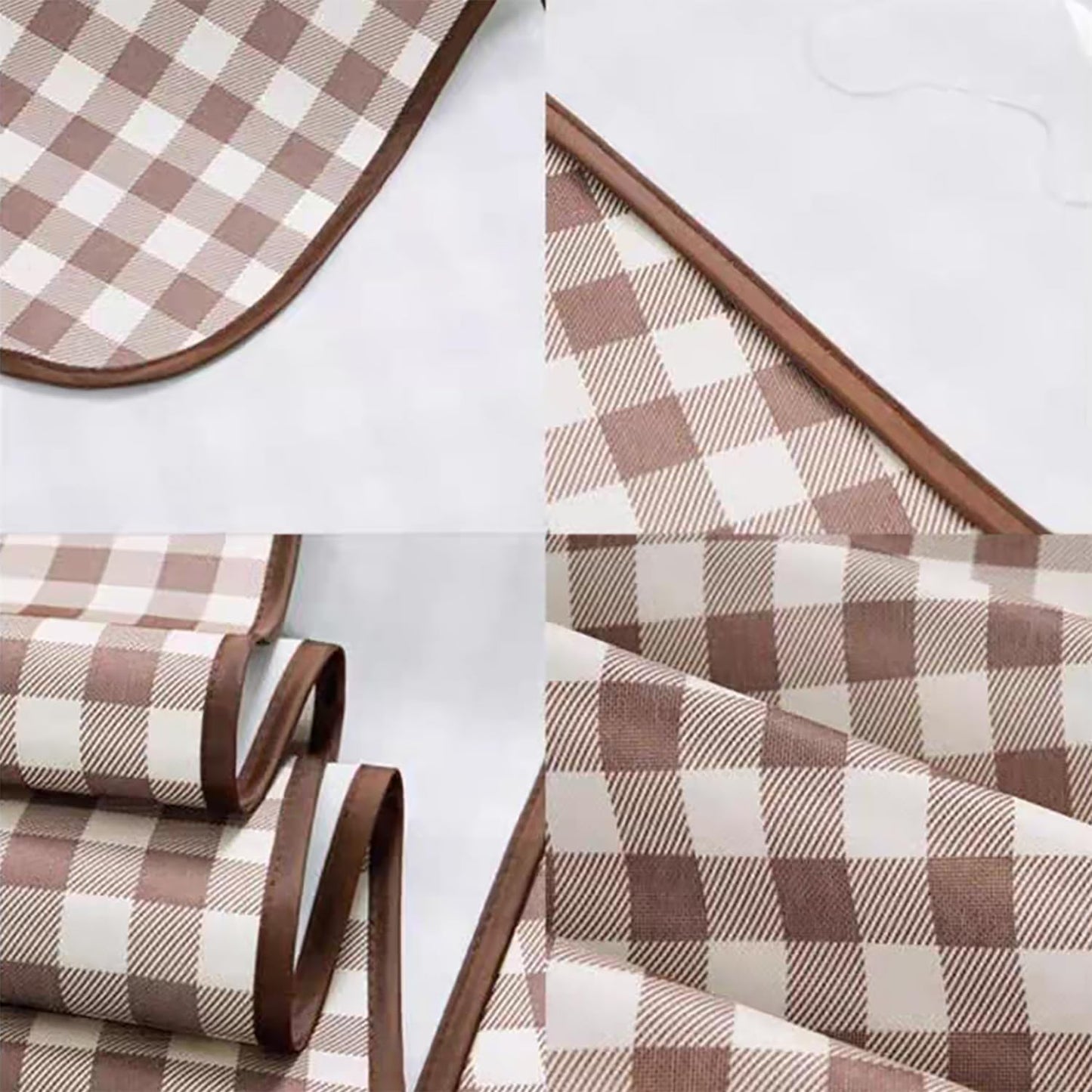 Wind Tour Waterproof Picnic Blanket with Carry Strap - Foldable Sandproof Outdoor Mat for Camping, Beach, Park - 59" x 71",Coffee Grid (Single Mat)