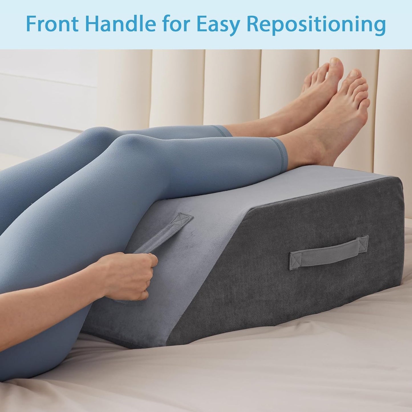 MEGCXIT Leg Pillow Elevation Blood Circulation, Leg Wedge for Elevation for Swelling, Leg Elevating Pillow for After Surgery Memory Foam Foot Knee Pillow for Back Sleeping 23.6×16.8×8 Inch Short Plush