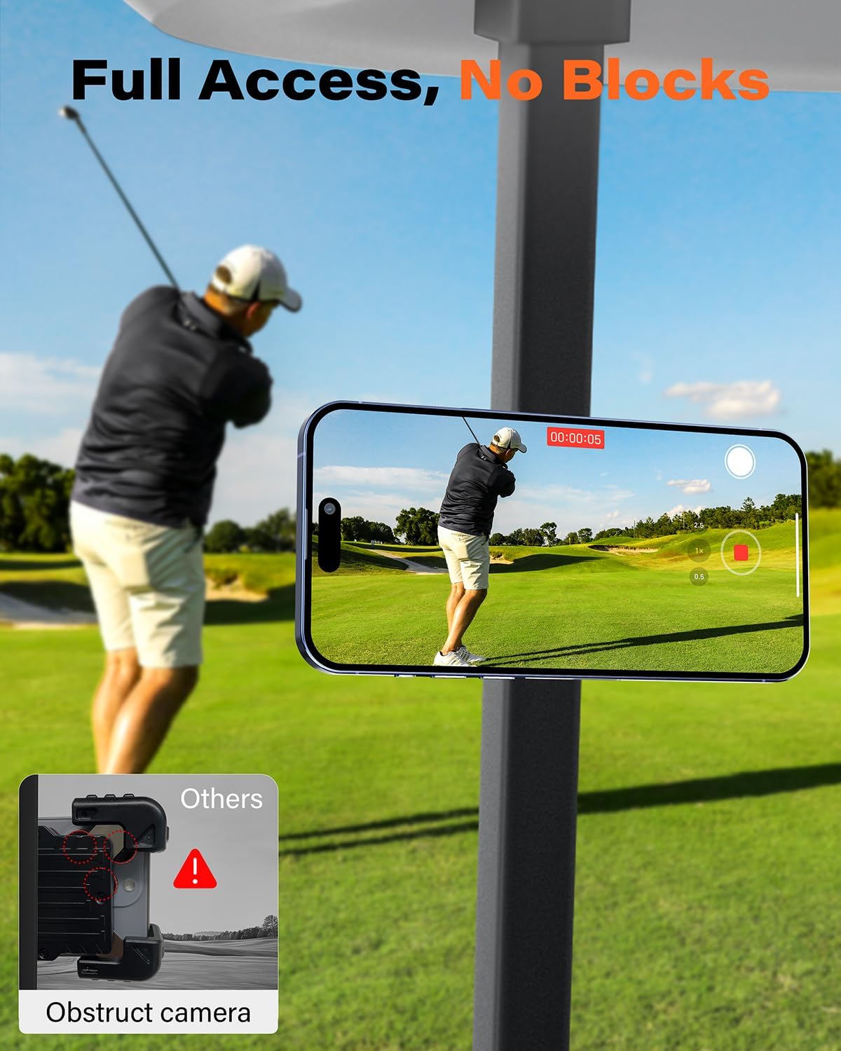 A2C Alloy Magnetic Golf Cart Phone Holder for MagSafe iPhone, Unique Fathers Day Golf Gifts for Men Dad Him Husband Ladies Her Golfers, Golf Accessories Essentials Gadgets Fits EZGO, Club Car, Yamaha