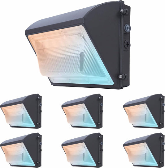 120W LED Wall Pack Light with Photocell 6Pack, 4000/5000/6500K 3CCT, 60/80/100/120W Switchable, Commercial and Industrial Outdoor LED Wall Lights for Parking Lot Warehouses, 100-277VAC, ETL Listed