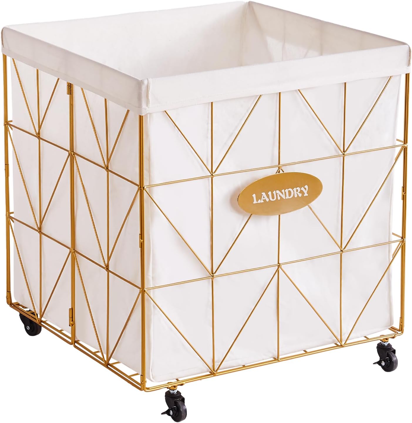 Collapsible Laundry Hamper with Wheels,Capacity and Removable Liner, Sturdy Metal Frame for Clothes Storage and Transport (110L-LX-Black)