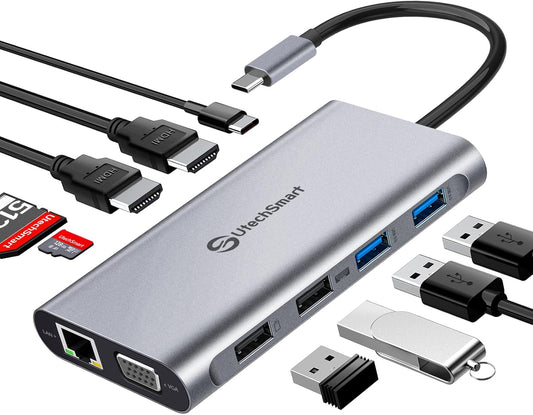 UtechSmart USB C Docking Station, Dual Monitor, Laptop Docking Station