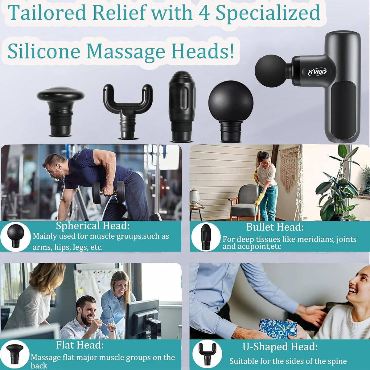 Massager Gun, Heat and Cool Muscle Massager for Back Pain Relief