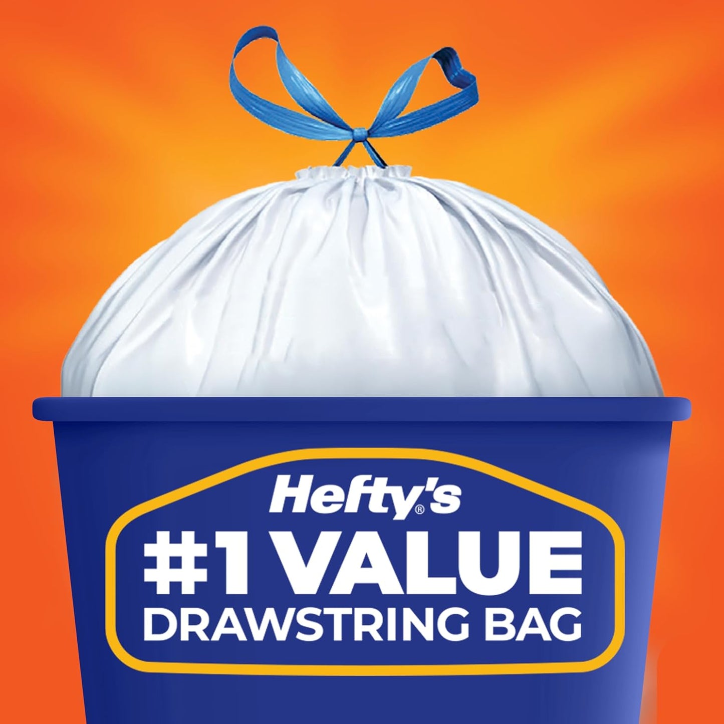 Hefty Strong 13 Gallon Trash Bags, Tall Kitchen, Drawstrings, Durable Closure, Resists Leaks, Punctures, Tears, White, Unscented, 90 Count