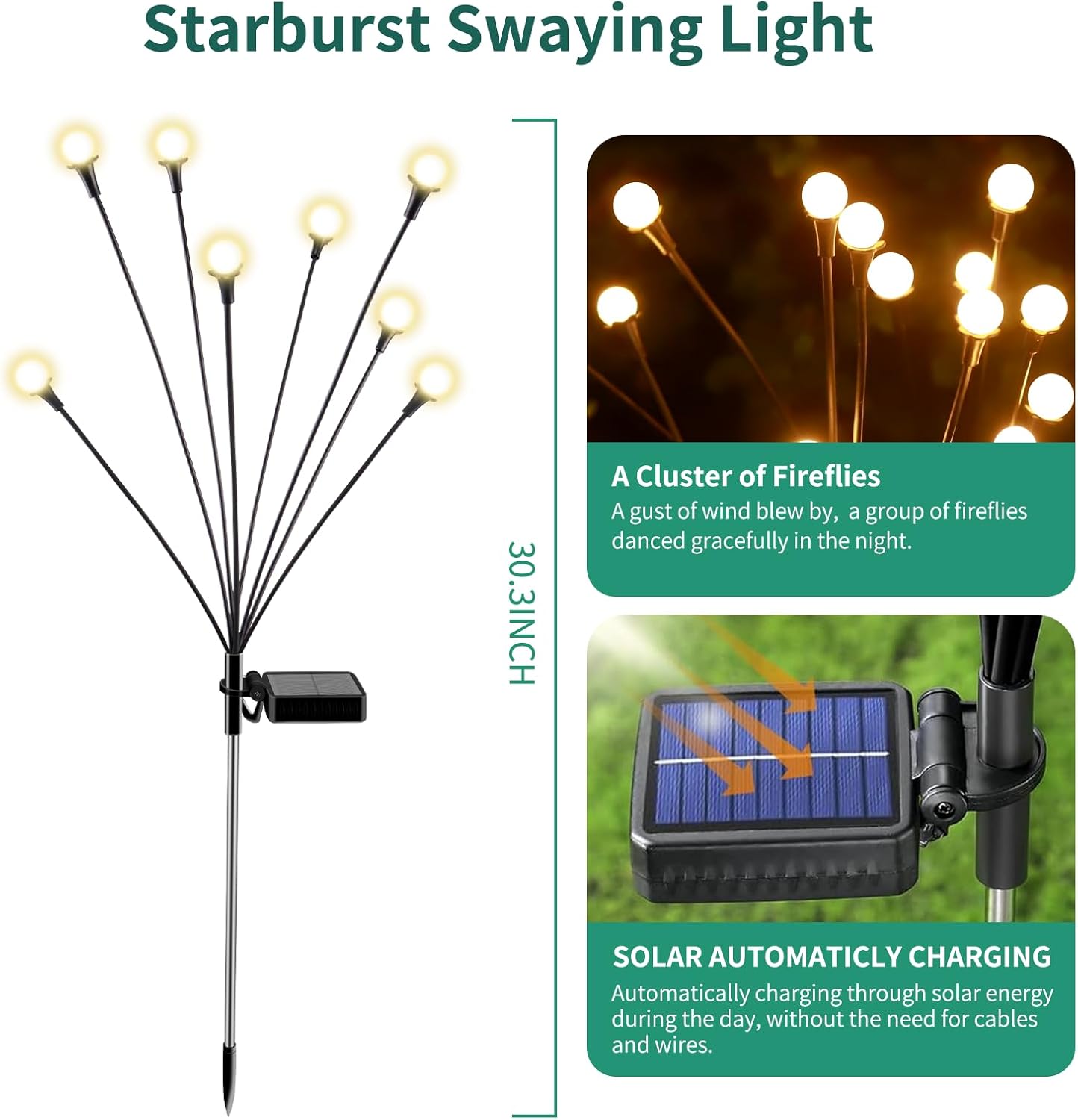 vignuto Solar Lights Outdoor Waterproof 4 Pack of 32 LEDs Garden Patio Firefly Decoration Unique Gifts Women Grandparents