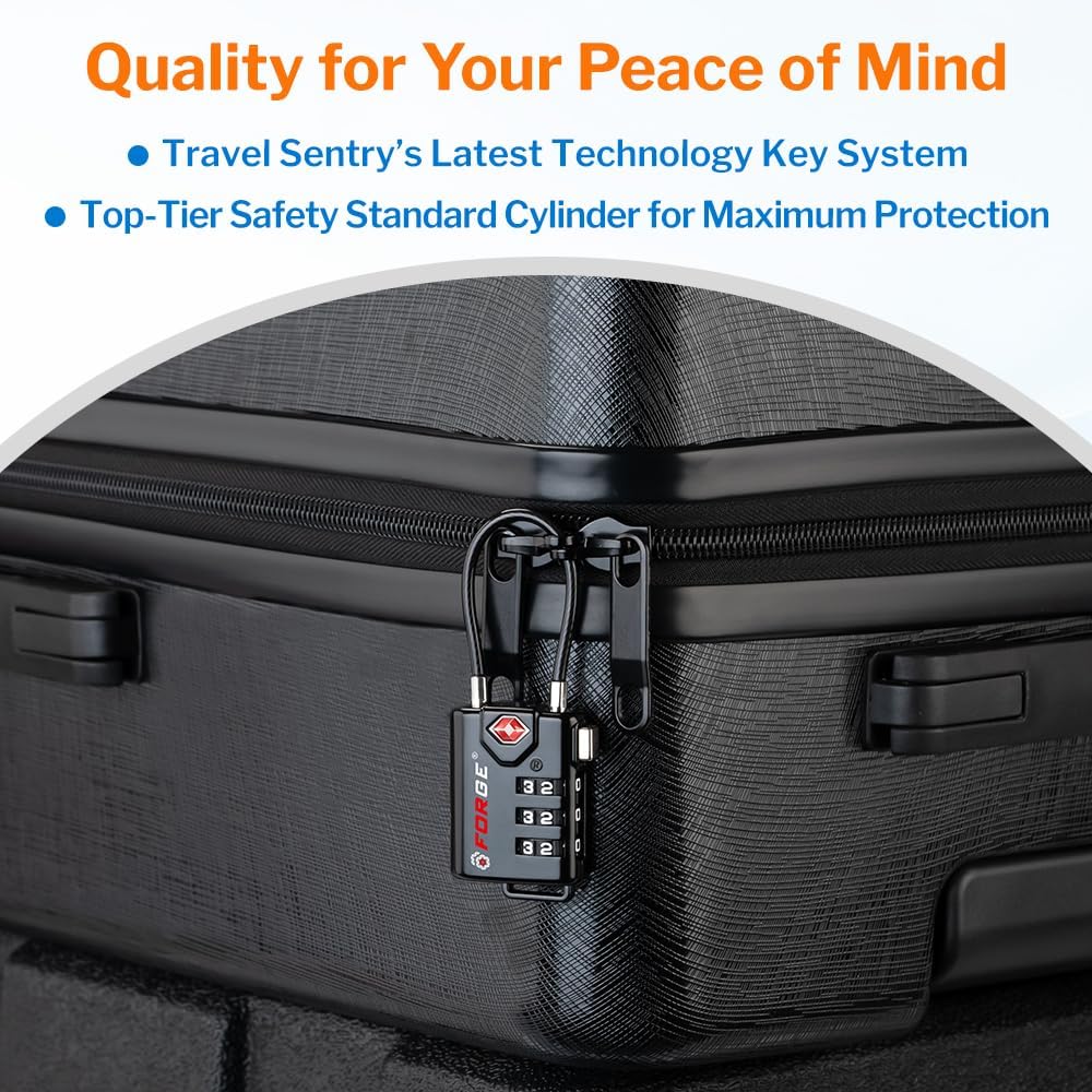 Open Alert TSA Approved Luggage Locks, 6 Pack, Easy Read Dials with Alloy Body.